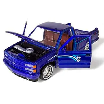 All Star Toys Motormax 1992 Chevy 454SS Pickup Lowrider Truck Candy Blue 1/24 Diecast Model Exclusiv...