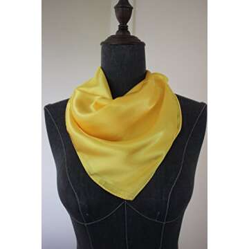 Silk square scarf pure color head scarf blend neckerchief (Yellow)