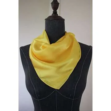 Silk square scarf pure color head scarf blend neckerchief (Yellow)