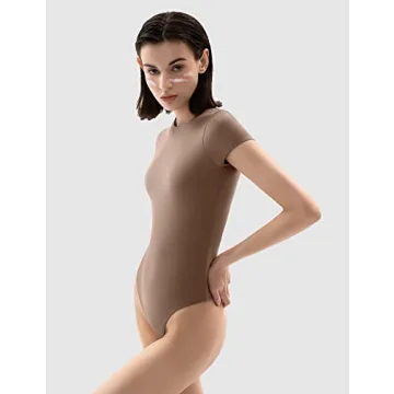 PUMIEY Women's Short Sleeve Bodysuit with Snap Closure