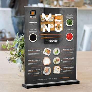 JDEA Acrylic Sign Holder Desktop Display Holder for Homes Restaurants Offices Shops (3 Pack 8.5x11 Black)