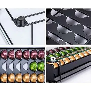 ZCDCP Nespresso Vertuo Pod Holder Coffee Capsule Holder Drawer Black 30 Pods