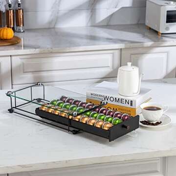 ZCDCP Nespresso Vertuo Pod Holder Coffee Capsule Holder Drawer Black 30 Pods