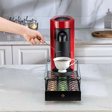 ZCDCP Nespresso Vertuo Pod Holder Coffee Capsule Holder Drawer Black 30 Pods