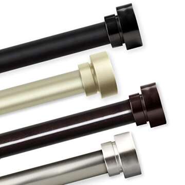 Rod Desyne 100-37-995 Bonnet 1" OD 120-170 inch-Satin Nickel Single Curtain Rod Set, 120-170"