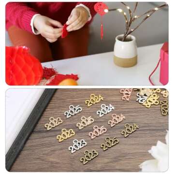 30 pcs 2024 Year Number Charm for DIY Jewelry Making