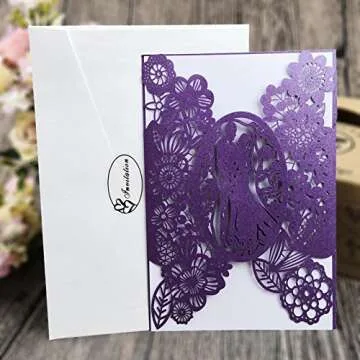 Elegant FOMTOR Laser Cut Wedding Invitations 40 Pack