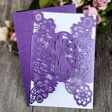 Elegant FOMTOR Laser Cut Wedding Invitations 40 Pack