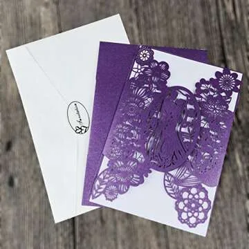 Elegant FOMTOR Laser Cut Wedding Invitations 40 Pack