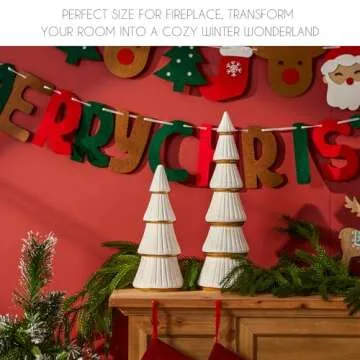 WONDROUS' DECO Tabletop White Christmas Tree Figurine, Artificial Wooden Christmas Tree Decorations Set of 2, Vintage Christmas Tree Gold Decor for Tables Centerpiece Home Farmhouse Mantel