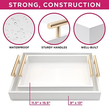 Elegant Nesting Decorative Trays with Polished Handles