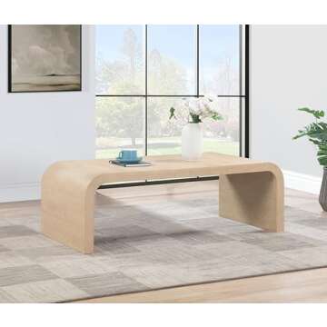 Meridian Furniture 272-C Cresthill Collection Mid-Century Modern Coffee Table with Oak Wood, Natural...