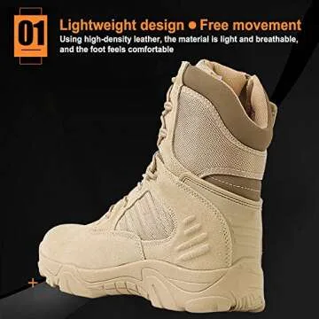 Durable RORUN 8 Inch Tactical Combat Boots for Men and Women