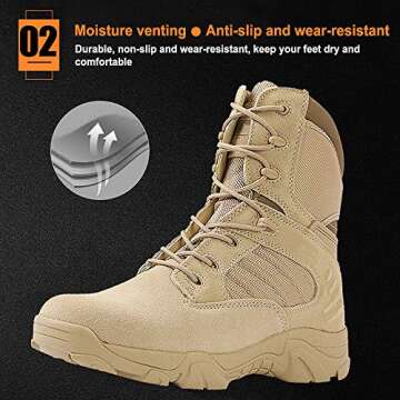 Durable RORUN 8 Inch Tactical Combat Boots for Men and Women