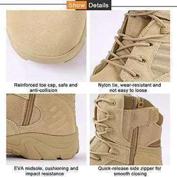 Durable RORUN 8 Inch Tactical Combat Boots for Men and Women