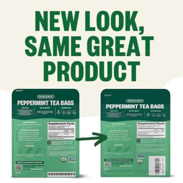 FGO Organic Peppermint Tea, 100 Count, Eco-Conscious Tea Bags, Caffeine Free, Packaging May Vary (Pa...