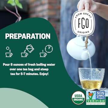 FGO Organic Peppermint Tea, 100 Count, Eco-Conscious Tea Bags, Caffeine Free, Packaging May Vary (Pack of 1)