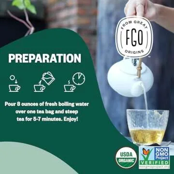 FGO Organic Peppermint Tea, 100 Count, Eco-Conscious Tea Bags, Caffeine Free, Packaging May Vary (Pack of 1)