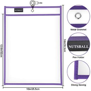 Nutsball Dry Erase Pockets 7 Pack - Versatile & Eco-Friendly Classroom Sleeves