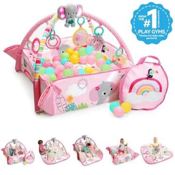 Bright Starts 5-in-1 Your Way Ball Play Baby Activity Play Gym & Ball Pit, Includes 7 Toys, Newborn ...
