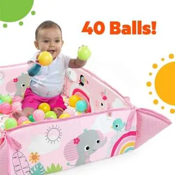 Bright Starts 5-in-1 Your Way Ball Play Baby Activity Play Gym & Ball Pit, Includes 7 Toys, Newborn to Toddler - Rainbow Tropics (Pink)