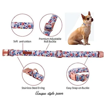 Unique Style Paws Dog Collar with Metal Buckle - Durable Red Rose Gift for Dogs