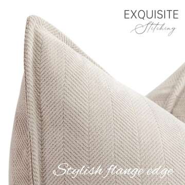 ZWJD Beige Pillow Covers 16x16 Set of 2 Chenille Throw Pillows - Elegant Decor