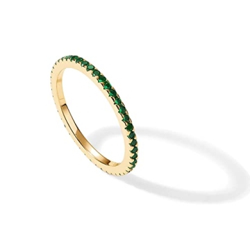 Stunning PAVOI Green CZ Stackable Ring | Eco-Friendly & Elegant