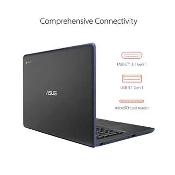ASUS Chromebook C403 Rugged & Spill Resistant Laptop, 14.0" HD, Intel Celeron N3350 Processor, 4GB RAM, 32GB eMMC 810G Durability, Dark Blue, Chrome OS, C403NA-WS42-BL (Renewed)