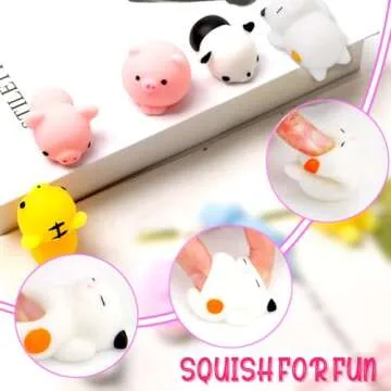 28Pcs Mochi Squishies Toys Set Bulk, Kawaii Animals Squishy Stress Relief Gifts for Kids Easter Basket Stuffers Egg Hunt Party Favors