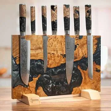 SENKEN Knife Block & Damascus Knife Set Bundle Sale