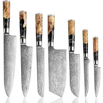 SENKEN Knife Block & Damascus Knife Set Bundle Sale