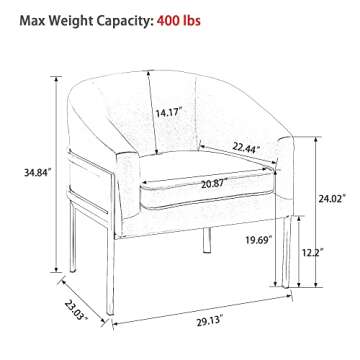 Aklaus Modern Accent Chair,Beige Accent Chair with Removable Thickened Seat Cushion for Living Room ...