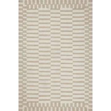 Loloi Chris Loves Julia Bradley Collection, Ivory & Beige, 2'-6" x 7'-6" Runner Rug – Classic Striped Area Rugs for Living Room, Bedroom, Entryway & Hallway, High Traffic Area Home Decor Rug