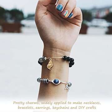 60pcs Gold Plated Shell Starfish Conch Charms Alloy Ocean Theme Pendants Sea Animals Dangle Charms for DIY Earrings Necklace Bracelet Crafts Jewelry Making Accessories