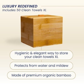 Luxe Bamboo Box with XL Face Towels & Disposable Wipes