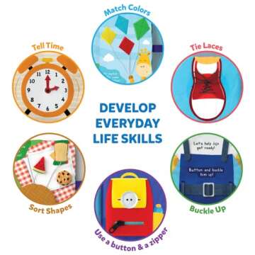 Skillmatics Quiet Book - Sensory Activity Book, Toddler Learning Toys, Gifts for Ages 18 Months to 4 Years, Montessori & Travel Toys, Fine Motor Skills