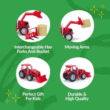 Big Country 1:20 Scale Red Tractor & Implements for Kids