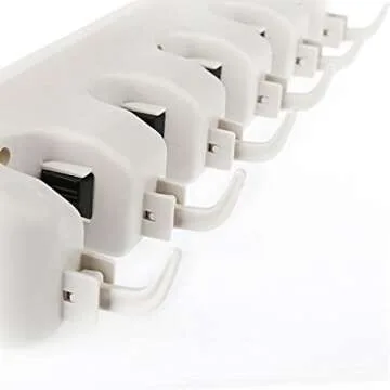 BTMIEY BestTeam Mop and Broom Holder, 5 Position with 6 Hooks, Garage Storage, Holds up to 11 Tools, Easy Storage, Modern Style, Wall Mount, Green, Purple, Orange