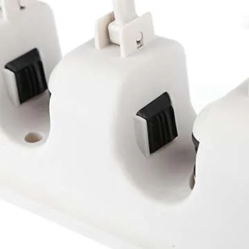 BTMIEY BestTeam Mop and Broom Holder, 5 Position with 6 Hooks, Garage Storage, Holds up to 11 Tools, Easy Storage, Modern Style, Wall Mount, Green, Purple, Orange