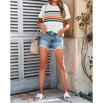 LEANI Women’s Striped Summer Tee Comfortable Breathable