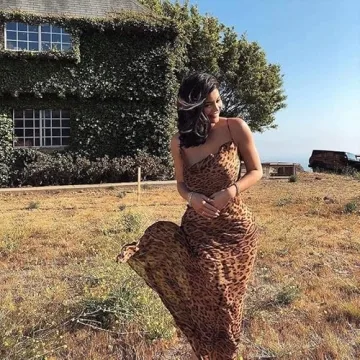 Sexy Leopard Print Mesh Maxi Dress Backless Beach Cover Up