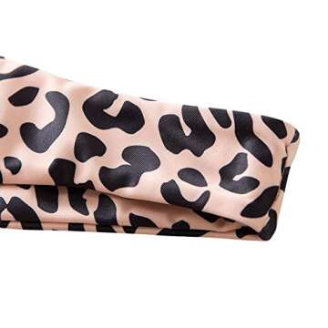 ZAFUL Women's Strapless Bikini Ribbed Tie Back Ruffle Cutout Bandeau Bikini Set Swimsuit (P-Leopard, S)