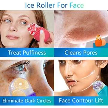 PASNOWFU Ice Cube Face Roller, Eyes and Neck, Brighten Skin & Enhance Your Natural Glow, Reusable Facial Treatment, Ice Cube Roller to Tighten Skin & De-Puff The Eye Area, Mini and Cute Size (Pink)