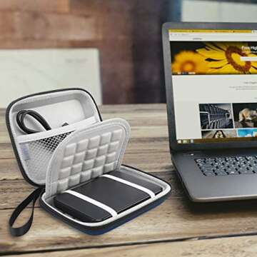 Lacdo Hard Drive Carrying Case for Seagate Portable/Seagate One Touch/Seagate Ultra Touch/Backup Plus Slim Portable External Hard Drive HDD 1TB 2TB 4TB 5TB USB 3.0 Shockproof Travel Bag, Blue