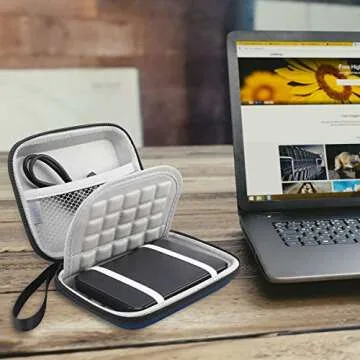 Lacdo Hard Drive Carrying Case for Seagate Portable/Seagate One Touch/Seagate Ultra Touch/Backup Plus Slim Portable External Hard Drive HDD 1TB 2TB 4TB 5TB USB 3.0 Shockproof Travel Bag, Blue