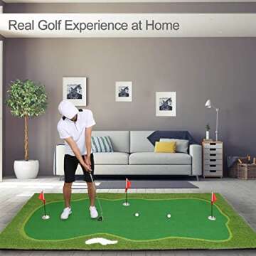 Chriiena 5x10ft Golf Putting Green, Premium Practice Mat for All Golfers