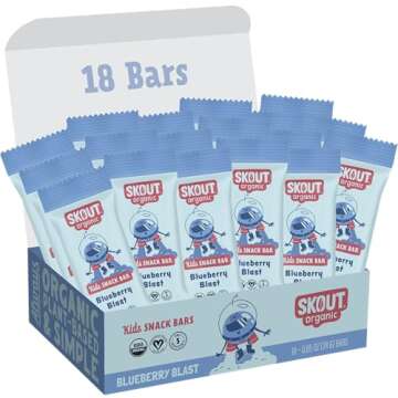 SKOUT Organic Blueberry Blast Real Kids Snack Bars (18 Pack) | Organic Kids Snack Bars | Plant-Based...