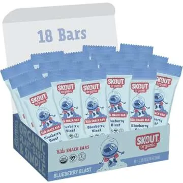SKOUT Organic Blueberry Blast Real Kids Snack Bars (18 Pack) | Organic Kids Snack Bars | Plant-Based...