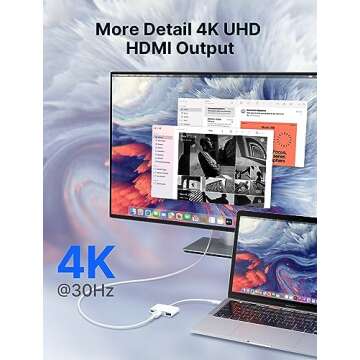 JSAUX USB-C to HDMI Adapter, Digital AV Multiport 4K@30Hz 3-in-1 100W Charging,5Gbps USB-A 3.0, Type-C Compatible for iPhone 16 Pro/16 Pro Max/16/iPhone 15 Pro Max,Samsung S24/23, iPad, MacBook,Dell